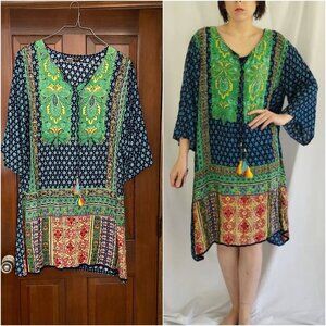 Size Large Ananda's Collection bohemian tunic dress with tassels